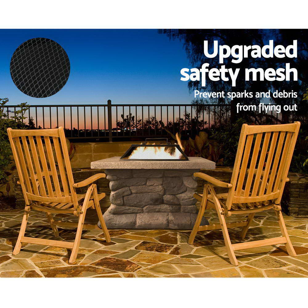 Grillz Fire Pit Table Square 55cm - Cosy Abode