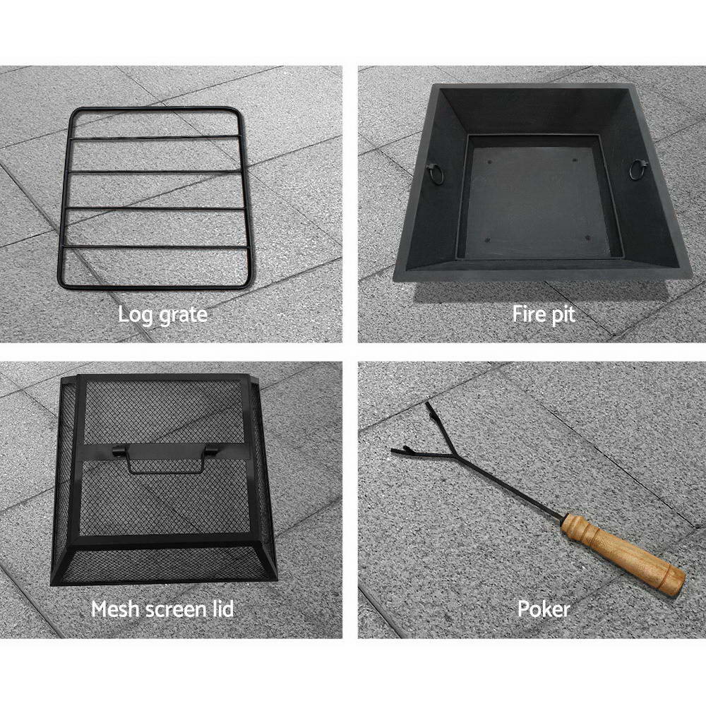 Grillz Fire Pit Table Square 55cm - Cosy Abode