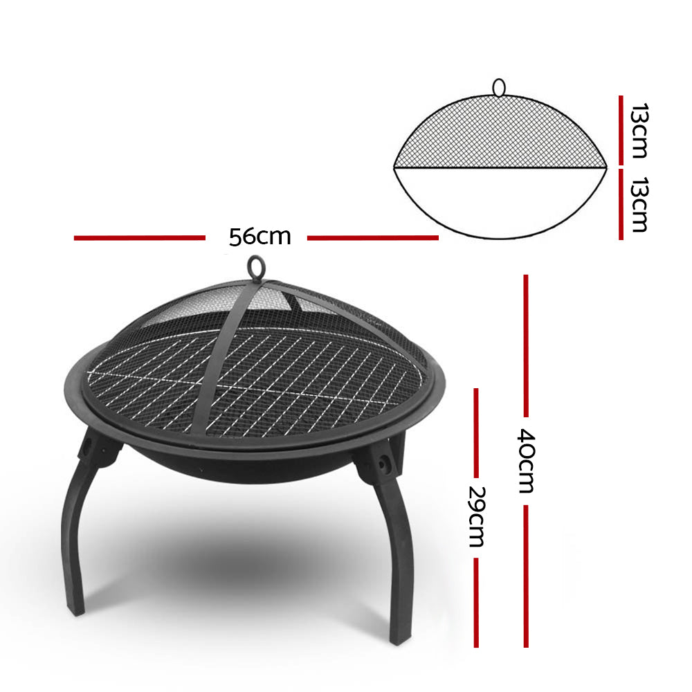 Fire Pit BBQ Charcoal Smoker Portable Outdoor Camping Pits Patio Fireplace 22" - Cosy Abode