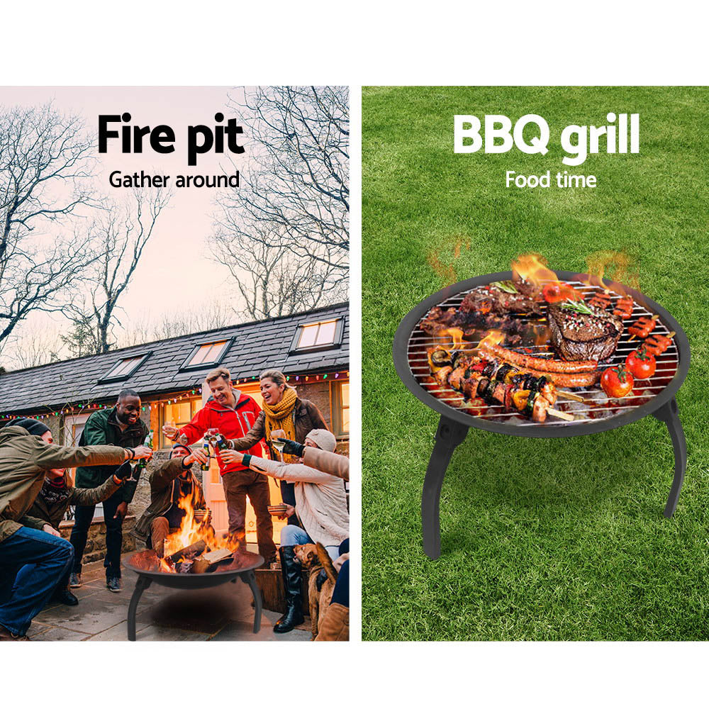 Fire Pit BBQ Charcoal Smoker Portable Outdoor Camping Pits Patio Fireplace 22" - Cosy Abode