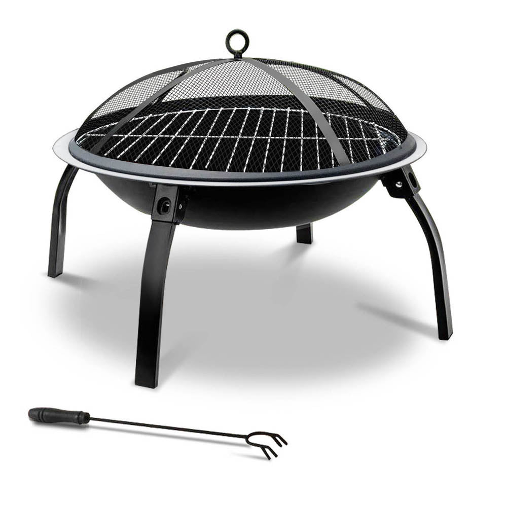 Fire Pit BBQ Charcoal Grill Smoker Portable Outdoor Camping Garden Pits 30" - Cosy Abode