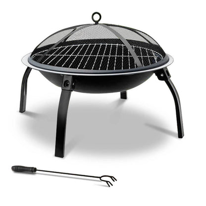 Fire Pit BBQ Charcoal Grill Smoker Portable Outdoor Camping Garden Pits 30" - Cosy Abode