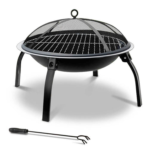 Fire Pit BBQ Charcoal Grill Smoker Portable Outdoor Camping Garden Pits 30" - Cosy Abode