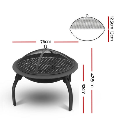 Fire Pit BBQ Charcoal Grill Smoker Portable Outdoor Camping Garden Pits 30" - Cosy Abode