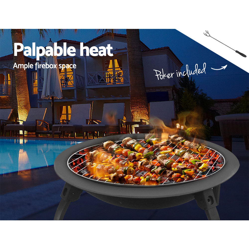 Fire Pit BBQ Charcoal Grill Smoker Portable Outdoor Camping Garden Pits 30" - Cosy Abode