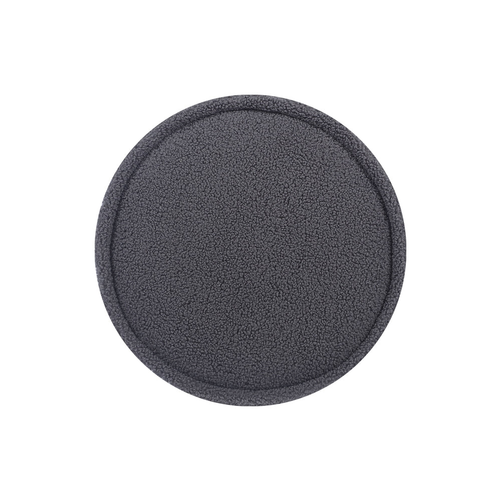 Artiss Ottoman Foot Stool Round Teddy Fabric Charcoal - Cosy Abode