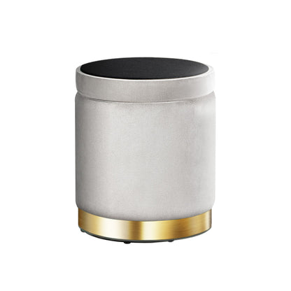 Artiss Ottoman Storage Foot Stool Round Velvet Grey - Cosy Abode