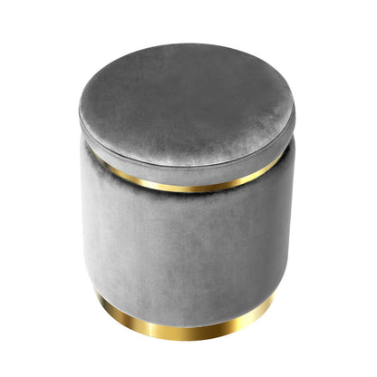 Artiss Ottoman Foot Stool Round Velvet Charcoal - Cosy Abode
