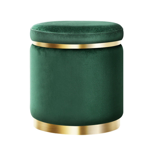 Artiss Ottoman Foot Stool Round Velvet Green - Cosy Abode