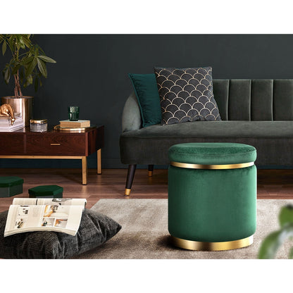 Artiss Ottoman Foot Stool Round Velvet Green - Cosy Abode
