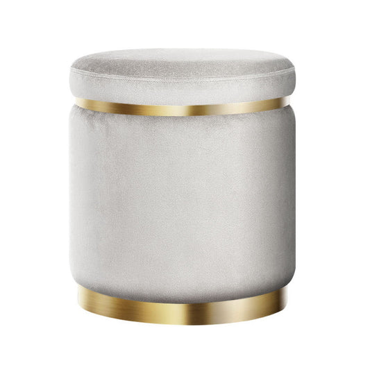Artiss Ottoman Foot Stool Round Velvet Grey - Cosy Abode