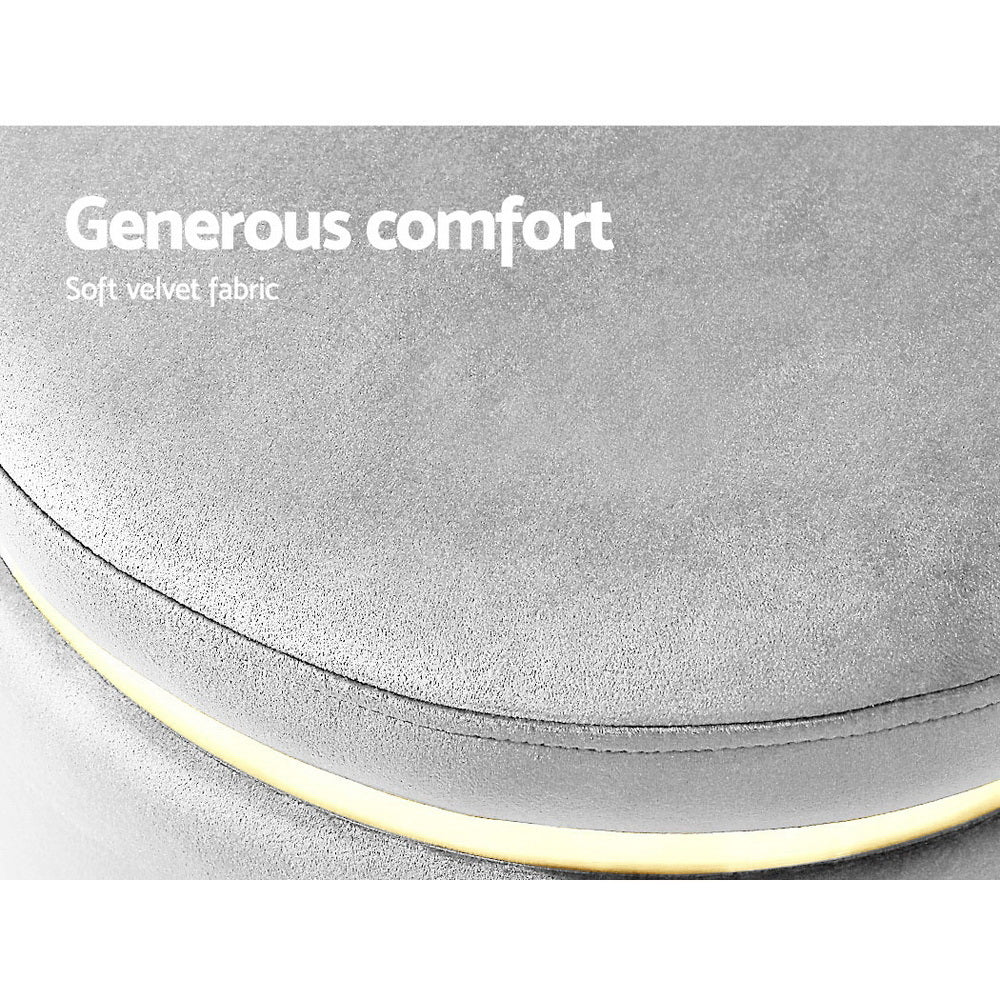 Artiss Ottoman Foot Stool Round Velvet Grey - Cosy Abode
