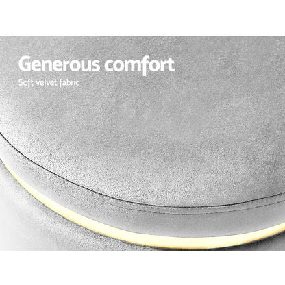 Artiss Ottoman Foot Stool Round Velvet Grey - Cosy Abode