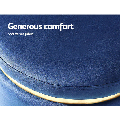 Artiss Ottoman Foot Stool Round Velvet Navy - Cosy Abode