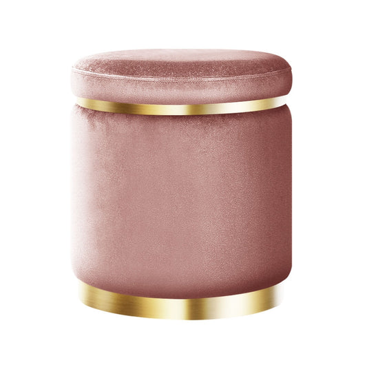 Artiss Ottoman Foot Stool Round Velvet Pink - Cosy Abode