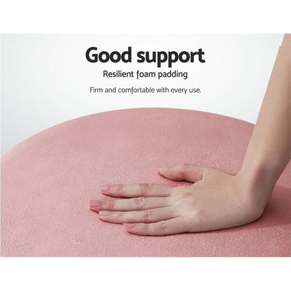 Artiss Ottoman Foot Stool Round Velvet Pink - Cosy Abode