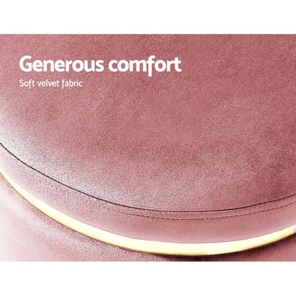 Artiss Ottoman Foot Stool Round Velvet Pink - Cosy Abode