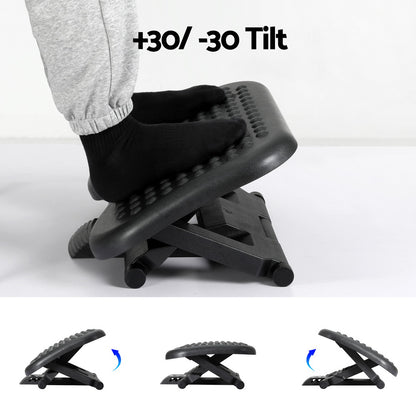 Artiss Foot Rest Stool Office Under Desk Angle Adjustable Footrest Massage Black - Cosy Abode