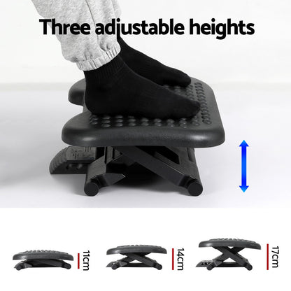 Artiss Foot Rest Stool Office Under Desk Angle Adjustable Footrest Massage Black - Cosy Abode