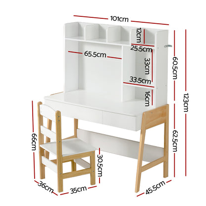 Keezi 2PCS Kids Table and Chairs Set Study Activity Toys Storage Desk Drawer - Cosy Abode