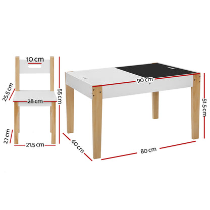 Keezi Kids Table Chair Set Children Storage Study Desk Toy Play Game Chalkboard - Cosy Abode