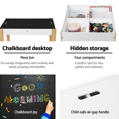 Keezi Kids Table Chair Set Children Storage Study Desk Toy Play Game Chalkboard - Cosy Abode