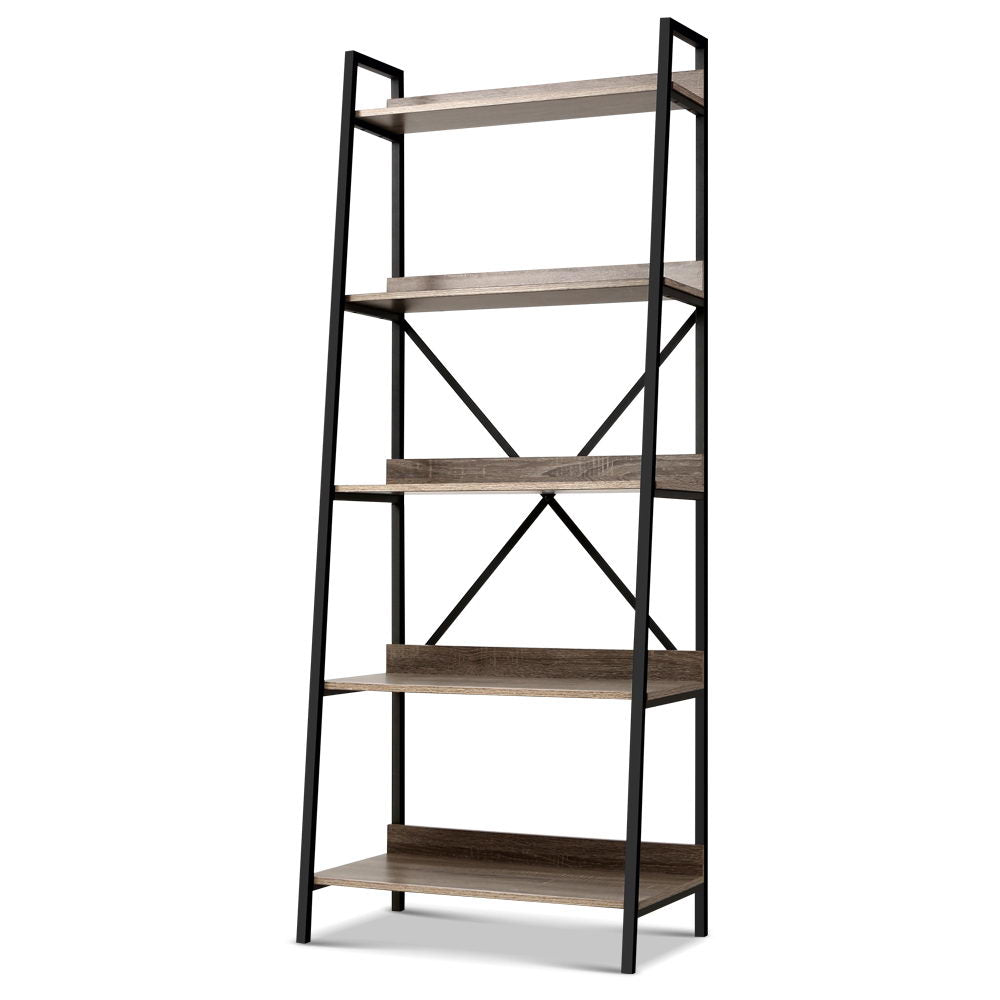 Artiss Bookshelf 5 Tiers - NOR Black and Oak - Cosy Abode
