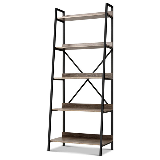 Artiss Bookshelf 5 Tiers - NOR Black and Oak - Cosy Abode