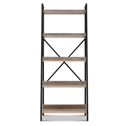 Artiss Bookshelf 5 Tiers - NOR Black and Oak - Cosy Abode