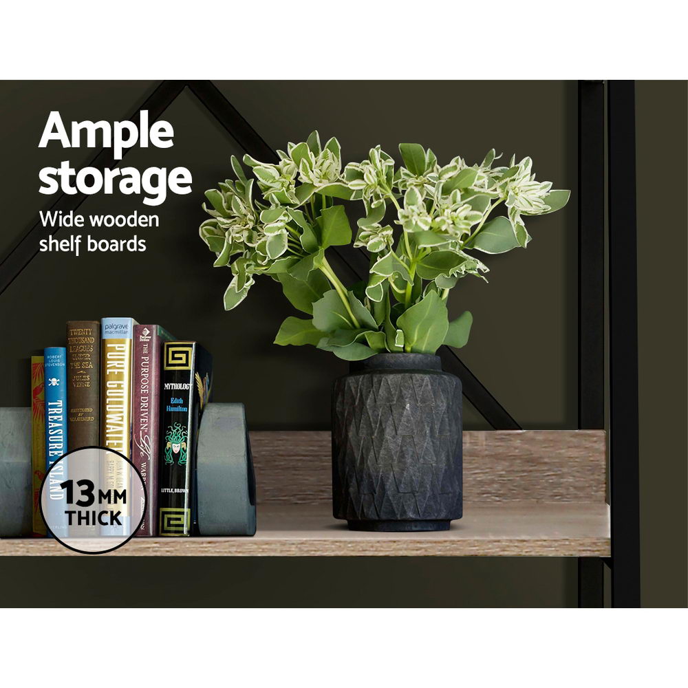 Artiss Bookshelf 5 Tiers - NOR Black and Oak - Cosy Abode