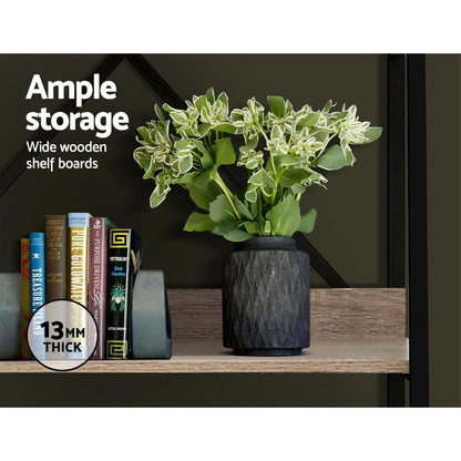 Artiss Bookshelf 5 Tiers - NOR Black and Oak - Cosy Abode