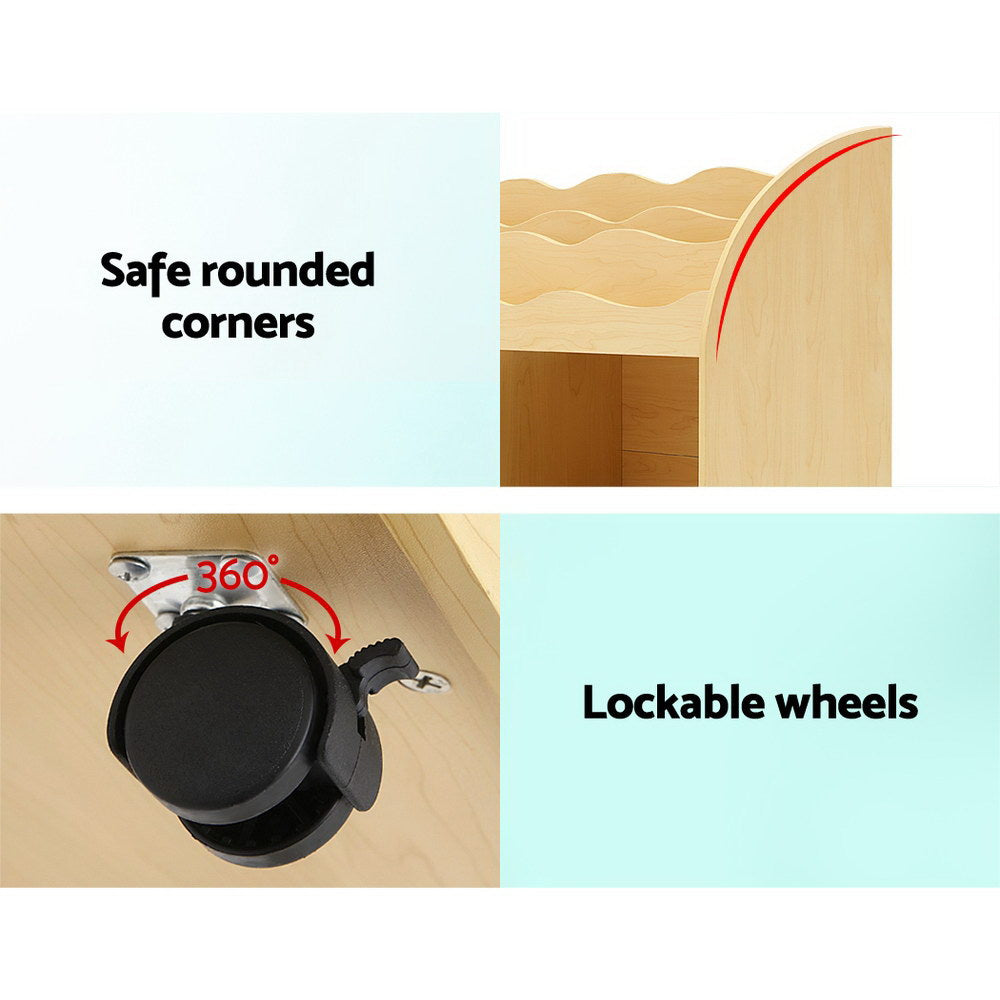 Keezi 3 Tiers Kids Bookshelf Storage Children Bookcase Toy Box Organiser Display - Cosy Abode