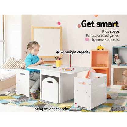 Keezi 3PCS Kids Table and Chairs Set Storage Toys Play Activity Desk - Cosy Abode