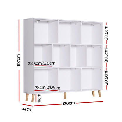 Artiss Bookshelf 3 Tiers 10 Cubes - CORA White - Cosy Abode