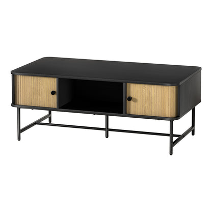 Artiss Coffee Table Sliding Drawer Door Black Boris - Cosy Abode