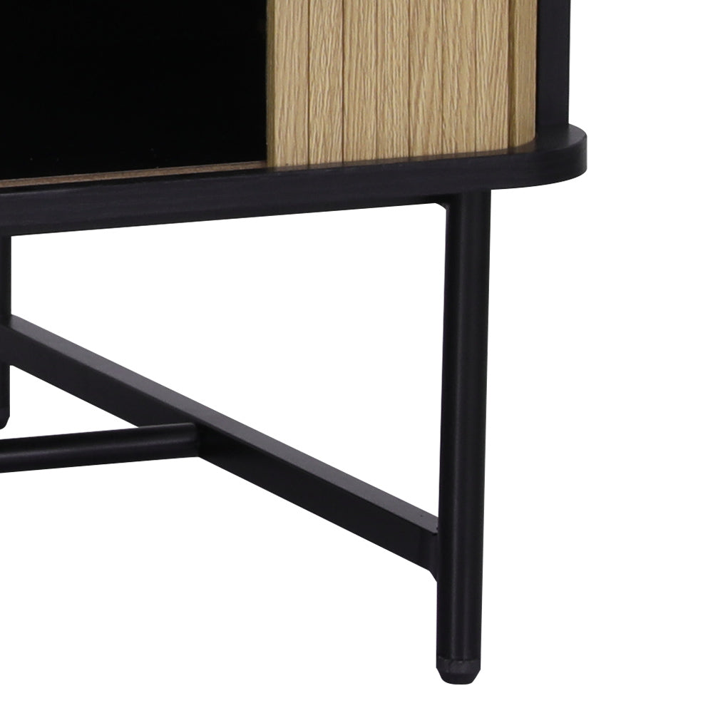 Artiss Coffee Table Sliding Drawer Door Black Boris - Cosy Abode