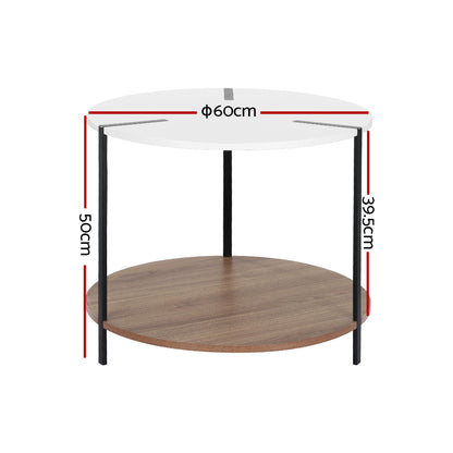 Artiss Coffee Table Side Table Round White Cedric - Cosy Abode