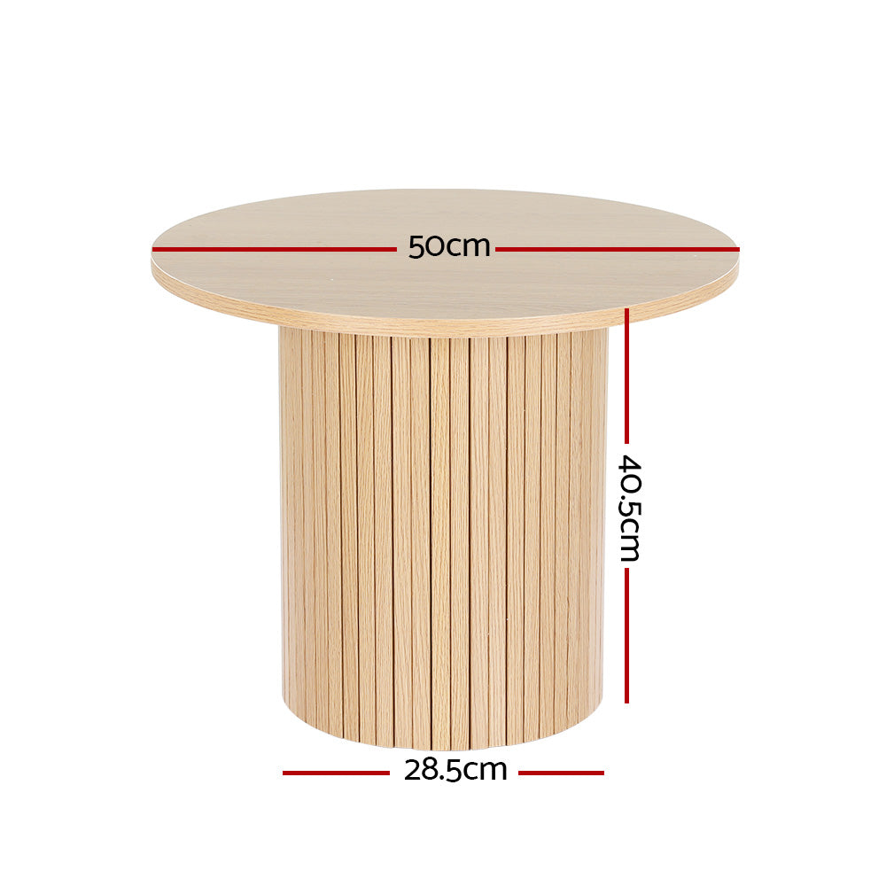 Artiss Coffee Table Round Fluted Base PIIA - Cosy Abode