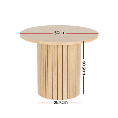 Artiss Coffee Table Round Fluted Base PIIA - Cosy Abode