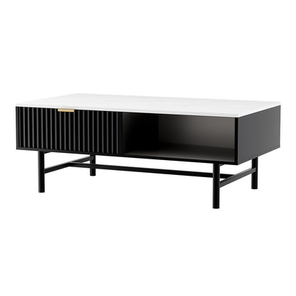 Artiss Coffee Table Drawer Storage Shelf Black - Cosy Abode