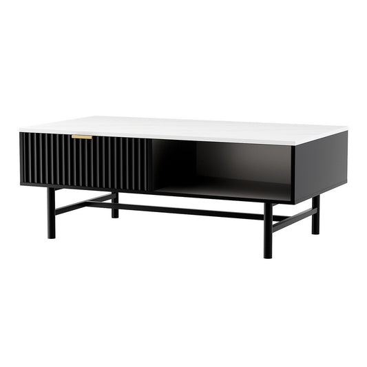 Artiss Coffee Table Drawer Storage Shelf Black - Cosy Abode