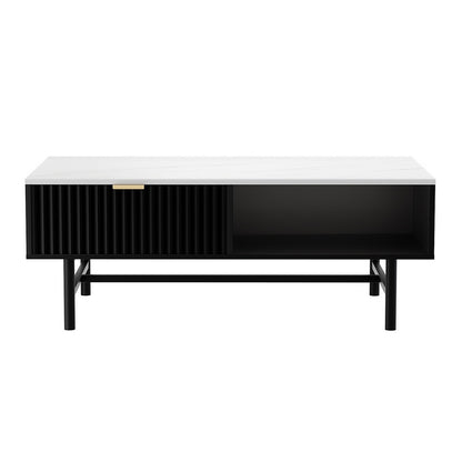 Artiss Coffee Table Drawer Storage Shelf Black - Cosy Abode
