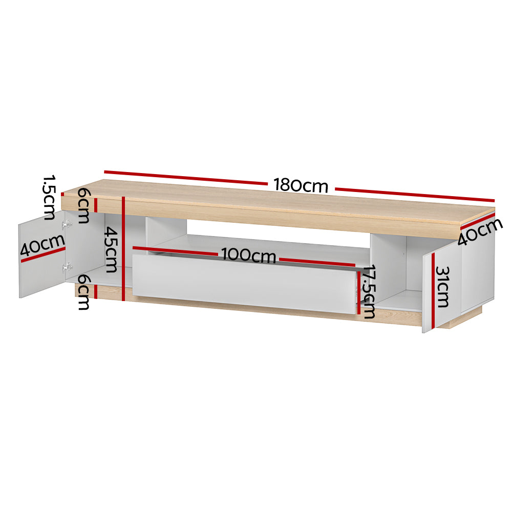 Artiss TV Cabinet Entertainment Unit Stand 180CM White Wood - Cosy Abode