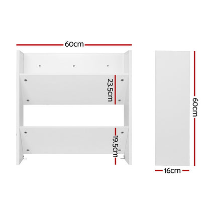 Artiss Shoe Rack 2-tier 12 Pairs Wall Mounted x2 - White - Cosy Abode