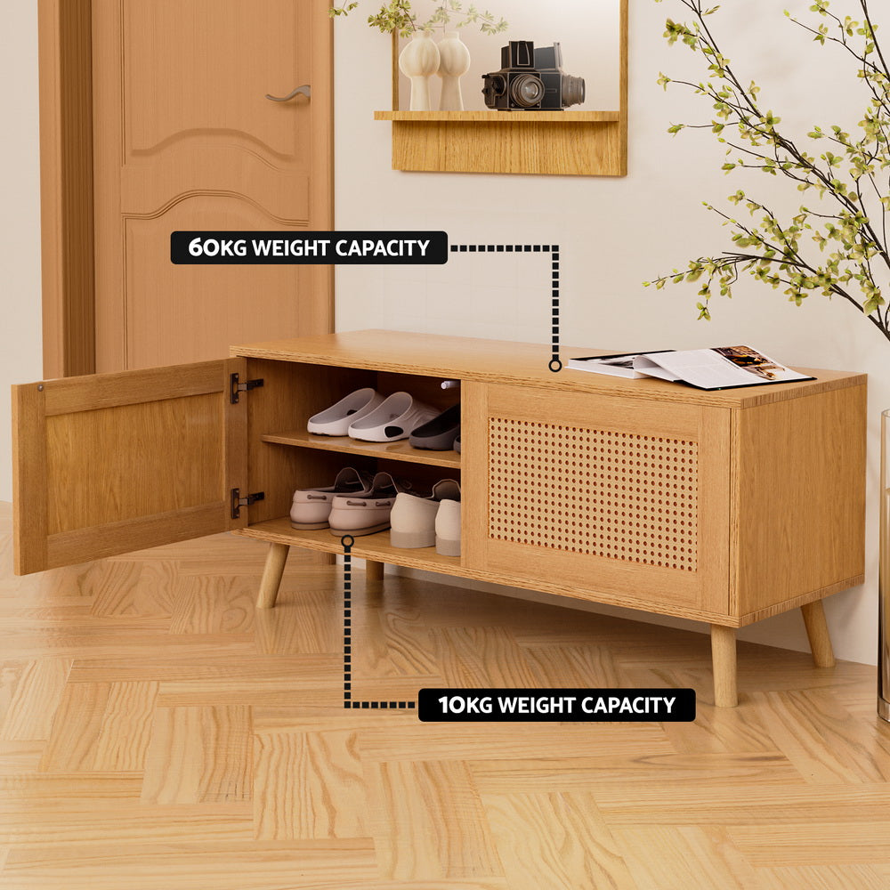 Artiss Shoe Bench Up to 10 Pairs Rattan Starlyn - Cosy Abode