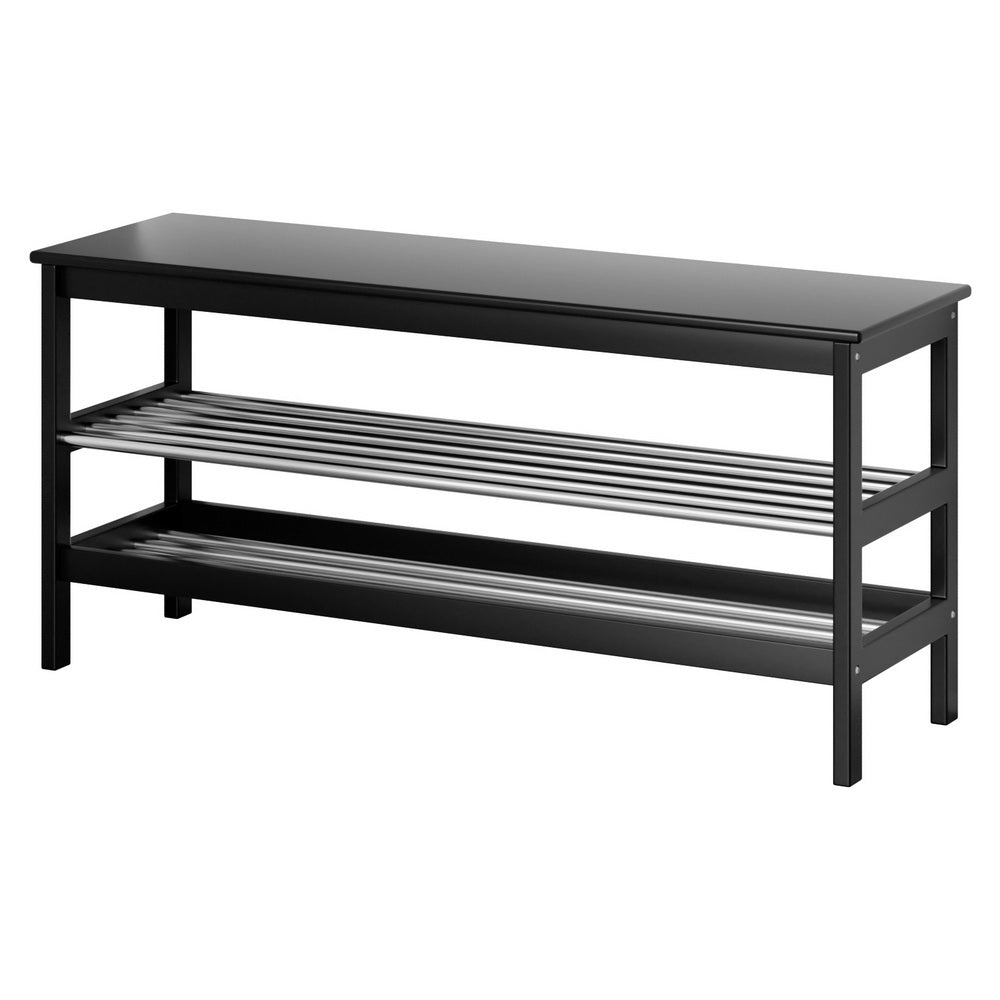 Artiss Shoe Rack Cabinet Bamboo Bench 10 Paris Black - Cosy Abode