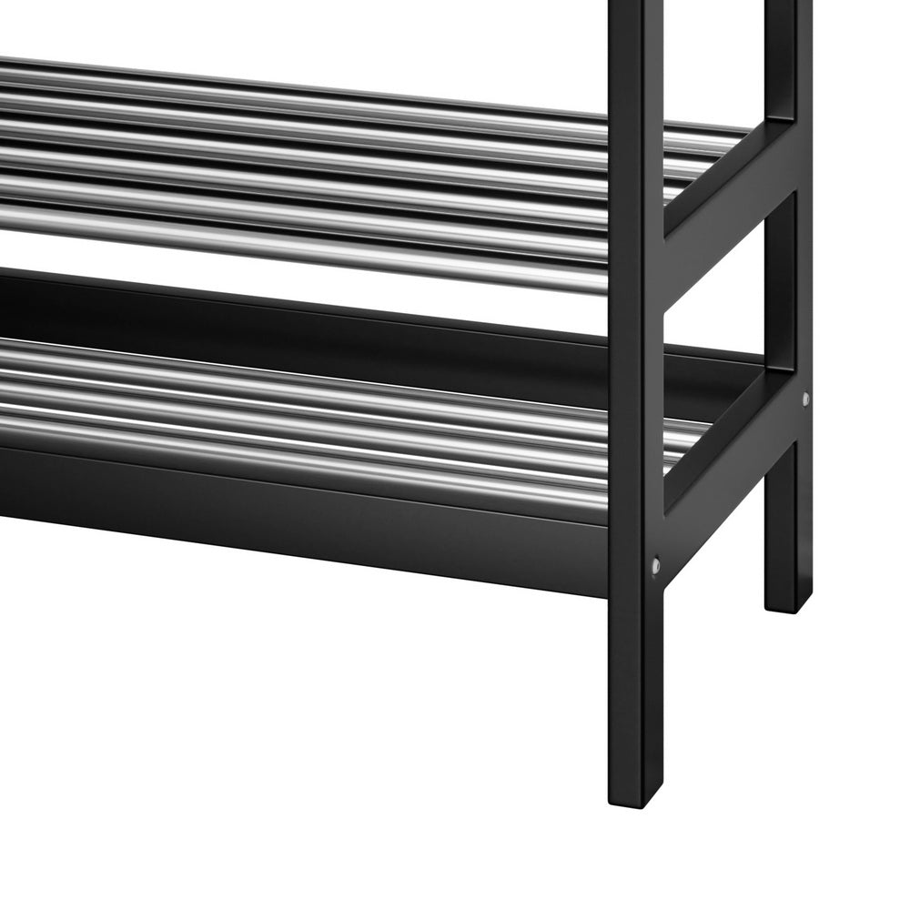 Artiss Shoe Rack Cabinet Bamboo Bench 10 Paris Black - Cosy Abode