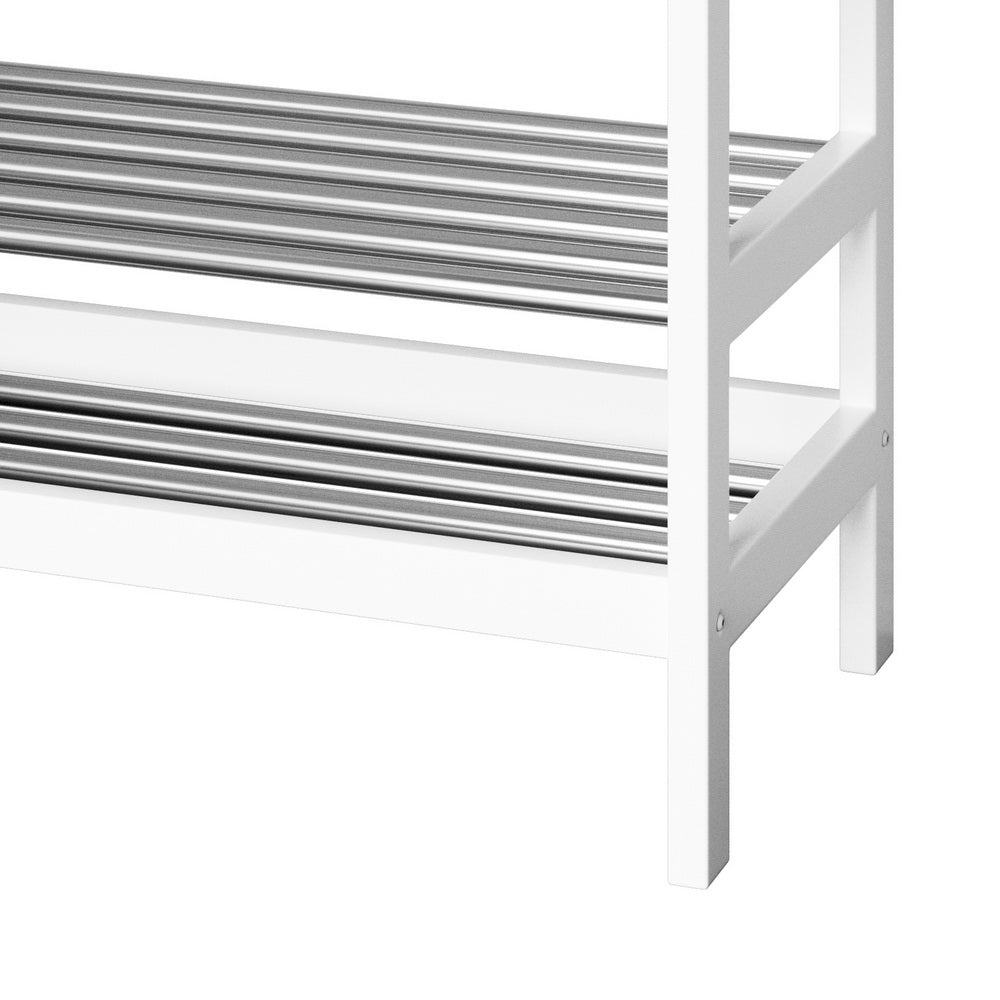 Artiss Shoe Rack Cabinet Bamboo Bench 10 Paris White - Cosy Abode