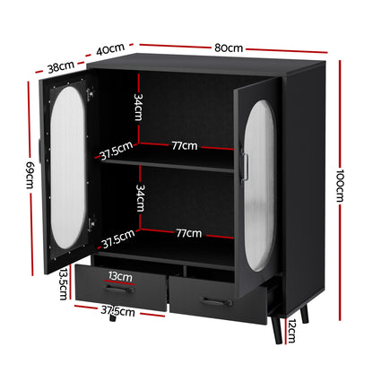 Artiss Buffet Sideboard Double Doors - Black - Cosy Abode