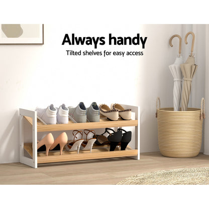 Artiss Shoe Rack 2 Tier 6 Pairs White Kara - Cosy Abode